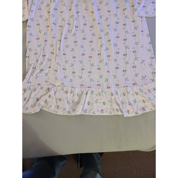 Ava & Bella womens XL Sleep shirt floral cream cotton blend - Picture 3 of 8